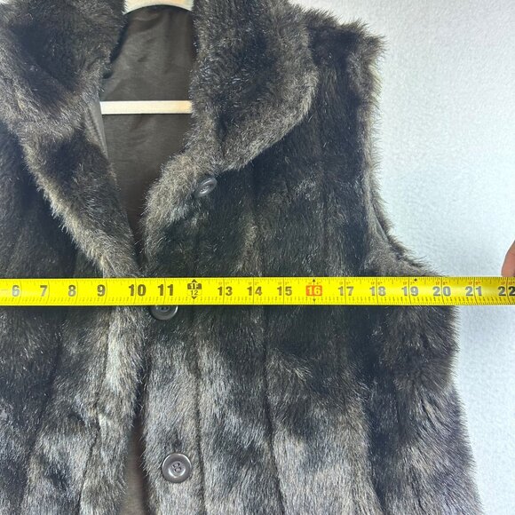 Brown Button Fur Vest Womens Size Large Boho Hippie Mod Victorian Grunge Western - Picture 4 of 7